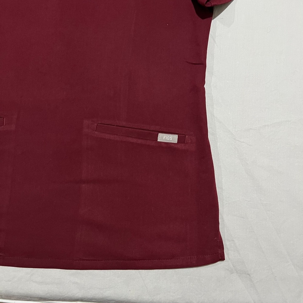 FIGS Womens Burgundy Casma Three-Pocket V-Neck Medical Scrub Top Small - Picture 3 of 4